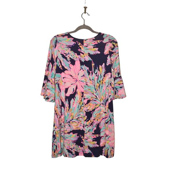 LILLY PULITZER $178 3/4 Sleeve Ophelia Shift Dress Bright Navy Al Fresco XS - Picture 2 of 3